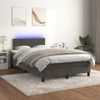 Cama Doble | Cama Para Adultos | Cama Box Spring Colchón Y Led Terciopelo Gris Oscuro 120x190 Cm Cfw4551122