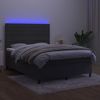 Cama Doble | Cama Para Adultos | Cama Box Spring Colchón Y Led Terciopelo Gris Oscuro 140x190 Cm Cfw2157560