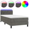 Cama Individual | Cama Para Adultos | Cama Box Spring Colchón Y Led Terciopelo Gris Oscuro 90x190 Cm Cfw5672246