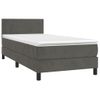 Cama Individual | Cama Para Adultos | Cama Box Spring Colchón Y Led Terciopelo Gris Oscuro 90x190 Cm Cfw3253531