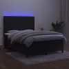 Cama Doble | Cama Para Adultos | Cama Box Spring Colchón Y Led Terciopelo Negro 140x190 Cm Cfw8802981