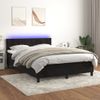 Cama Doble | Cama Para Adultos | Cama Box Spring Colchón Y Led Terciopelo Negro 140x190 Cm Cfw7110215