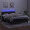 Cama Doble | Cama Para Adultos | Cama Box Spring Colchón Y Led Terciopelo Negro 140x190 Cm Cfw7110215