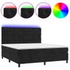 Cama Doble | Cama Para Adultos | Cama Box Spring Colchón Y Led Terciopelo Negro 180x200 Cm Cfw4090397