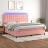 Cama Doble | Cama Para Adultos | Cama Box Spring Colchón Y Led Terciopelo Rosa 200x200 Cm Cfw8621265