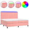 Cama Doble | Cama Para Adultos | Cama Box Spring Colchón Y Led Terciopelo Rosa 200x200 Cm Cfw8621265