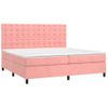 Cama Doble | Cama Para Adultos | Cama Box Spring Colchón Y Led Terciopelo Rosa 200x200 Cm Cfw8621265