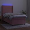 Cama Individual | Cama Para Adultos | Cama Box Spring Colchón Y Led Terciopelo Rosa 90x190 Cm Cfw6406779