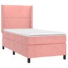 Cama Individual | Cama Para Adultos | Cama Box Spring Colchón Y Led Terciopelo Rosa 90x190 Cm Cfw6406779