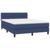 Cama Doble | Cama Para Adultos | Cama Box Spring Colchón Y Luces Led Tela Azul 140x190 Cm Cfw8134335