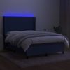 Cama Doble | Cama Para Adultos | Cama Box Spring Colchón Y Luces Led Tela Azul 140x190 Cm Cfw4078881