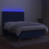 Cama Doble | Cama Para Adultos | Cama Box Spring Colchón Y Luces Led Tela Azul 140x200 Cm Cfw1757538