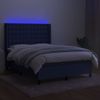 Cama Doble | Cama Para Adultos | Cama Box Spring Colchón Y Luces Led Tela Azul 140x200 Cm Cfw2104655