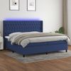 Cama Doble | Cama Para Adultos | Cama Box Spring Colchón Y Luces Led Tela Azul 200x200 Cm Cfw4629559