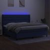 Cama Doble | Cama Para Adultos | Cama Box Spring Colchón Y Luces Led Tela Azul 200x200 Cm Cfw4629559