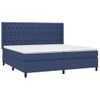 Cama Doble | Cama Para Adultos | Cama Box Spring Colchón Y Luces Led Tela Azul 200x200 Cm Cfw4629559