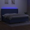 Cama Doble | Cama Para Adultos | Cama Box Spring Colchón Y Luces Led Tela Azul 200x200 Cm Cfw1320944