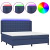 Cama Doble | Cama Para Adultos | Cama Box Spring Colchón Y Luces Led Tela Azul 200x200 Cm Cfw6313602