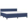 Cama Doble | Cama Para Adultos | Cama Box Spring Colchón Y Luces Led Tela Azul 200x200 Cm Cfw9878132