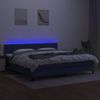 Cama Doble | Cama Para Adultos | Cama Box Spring Colchón Y Luces Led Tela Azul 200x200 Cm Cfw9878132