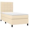 Cama Individual | Cama Para Adultos | Cama Box Spring Colchón Y Luces Led Tela Color Crema 90x190 Cm Cfw9133229