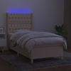 Cama Individual | Cama Para Adultos | Cama Box Spring Colchón Y Luces Led Tela Crema 100x200 Cm Cfw5420292