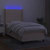 Cama Individual | Cama Para Adultos | Cama Box Spring Colchón Y Luces Led Tela Crema 100x200 Cm Cfw5298131