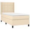 Cama Individual | Cama Para Adultos | Cama Box Spring Colchón Y Luces Led Tela Crema 100x200 Cm Cfw5298131