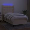 Cama Individual | Cama Para Adultos | Cama Box Spring Colchón Y Luces Led Tela Crema 100x200 Cm Cfw2514798