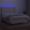 Cama Doble | Cama Para Adultos | Cama Box Spring Colchón Y Luces Led Tela Crema 140x190 Cm Cfw4282424