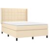 Cama Doble | Cama Para Adultos | Cama Box Spring Colchón Y Luces Led Tela Crema 140x190 Cm Cfw3835929