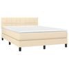 Cama Doble | Cama Para Adultos | Cama Box Spring Colchón Y Luces Led Tela Crema 140x200 Cm Cfw2886174