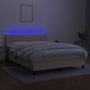 Cama Doble | Cama Para Adultos | Cama Box Spring Colchón Y Luces Led Tela Crema 140x200 Cm Cfw2886174