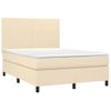 Cama Doble | Cama Para Adultos | Cama Box Spring Colchón Y Luces Led Tela Crema 140x200 Cm Cfw4941409