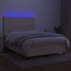 Cama Doble | Cama Para Adultos | Cama Box Spring Colchón Y Luces Led Tela Crema 140x200 Cm Cfw4941409