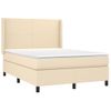 Cama Doble | Cama Para Adultos | Cama Box Spring Colchón Y Luces Led Tela Crema 140x200 Cm Cfw5819183