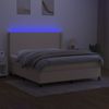 Cama Doble | Cama Para Adultos | Cama Box Spring Colchón Y Luces Led Tela Crema 160x200 Cm Cfw7114305