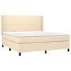 Cama Doble | Cama Para Adultos | Cama Box Spring Colchón Y Luces Led Tela Crema 160x200 Cm Cfw7114305