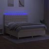 Cama Doble | Cama Para Adultos | Cama Box Spring Colchón Y Luces Led Tela Crema 160x200 Cm Cfw7783819