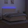 Cama Doble | Cama Para Adultos | Cama Box Spring Colchón Y Luces Led Tela Crema 160x200 Cm Cfw1581180