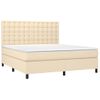 Cama Doble | Cama Para Adultos | Cama Box Spring Colchón Y Luces Led Tela Crema 160x200 Cm Cfw3737191