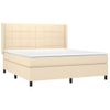 Cama Doble | Cama Para Adultos | Cama Box Spring Colchón Y Luces Led Tela Crema 180x200 Cm Cfw5109678