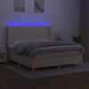 Cama Doble | Cama Para Adultos | Cama Box Spring Colchón Y Luces Led Tela Crema 180x200 Cm Cfw4715899