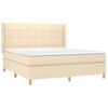 Cama Doble | Cama Para Adultos | Cama Box Spring Colchón Y Luces Led Tela Crema 180x200 Cm Cfw4715899