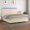 Cama Doble | Cama Para Adultos | Cama Box Spring Colchón Y Luces Led Tela Crema 200x200 Cm Cfw6955966