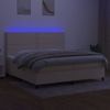 Cama Doble | Cama Para Adultos | Cama Box Spring Colchón Y Luces Led Tela Crema 200x200 Cm Cfw6955966