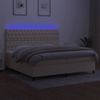 Cama Doble | Cama Para Adultos | Cama Box Spring Colchón Y Luces Led Tela Crema 200x200 Cm Cfw7914065