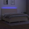 Cama Doble | Cama Para Adultos | Cama Box Spring Colchón Y Luces Led Tela Crema 200x200 Cm Cfw7140958