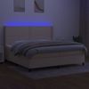 Cama Doble | Cama Para Adultos | Cama Box Spring Colchón Y Luces Led Tela Crema 200x200 Cm Cfw9072422