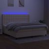 Cama Doble | Cama Para Adultos | Cama Box Spring Colchón Y Luces Led Tela Crema 200x200 Cm Cfw5749238